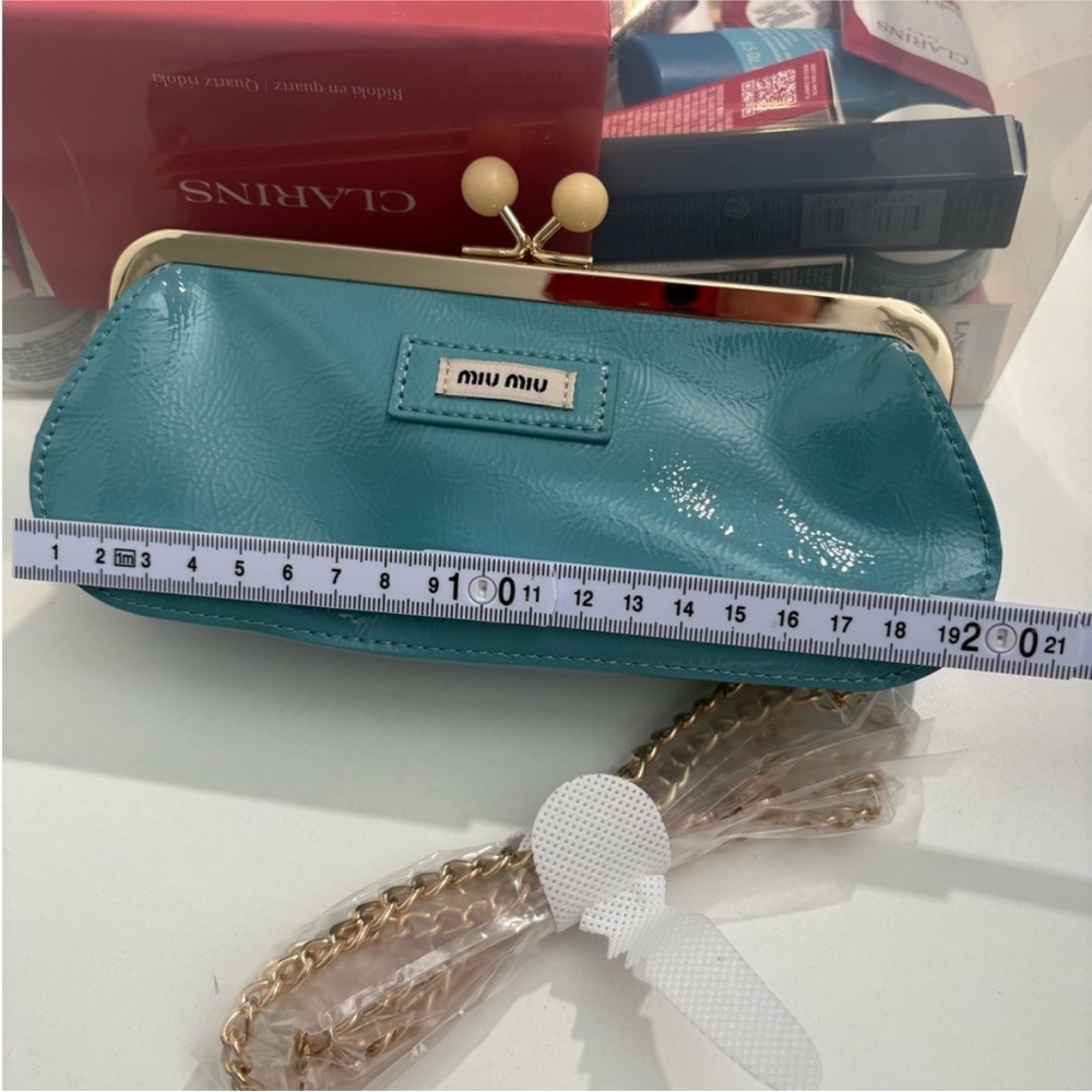 Miu Miu Turquoise Leather Kiss-Lock Crossbody Bag - Picture 9 of 9